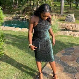 Lavish Alice Textured Green Midi Dress